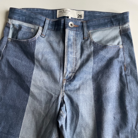 Rag & Bone Nina Miramar patchwork Straight-leg Jeans NWOT - Picture 7 of 9